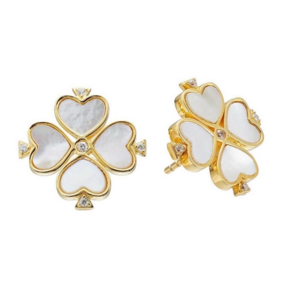 KATE SPADE • Large Legacy Logo Mother of Pearl Spade Earrings